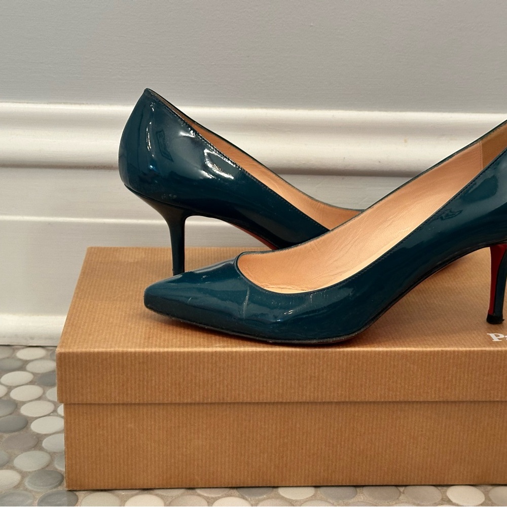Christian Louboutin Blue Patent Leather Heels
